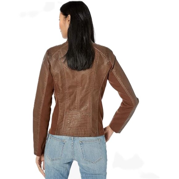 Sebby Collection Women's Faux Leather Jacket with Moto Details Front Zip Size XL - Picture 3 of 16